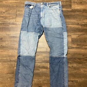 PacSun Slim Taper Jeans Mens 34x32 Blue Denim Patchwork Cotton